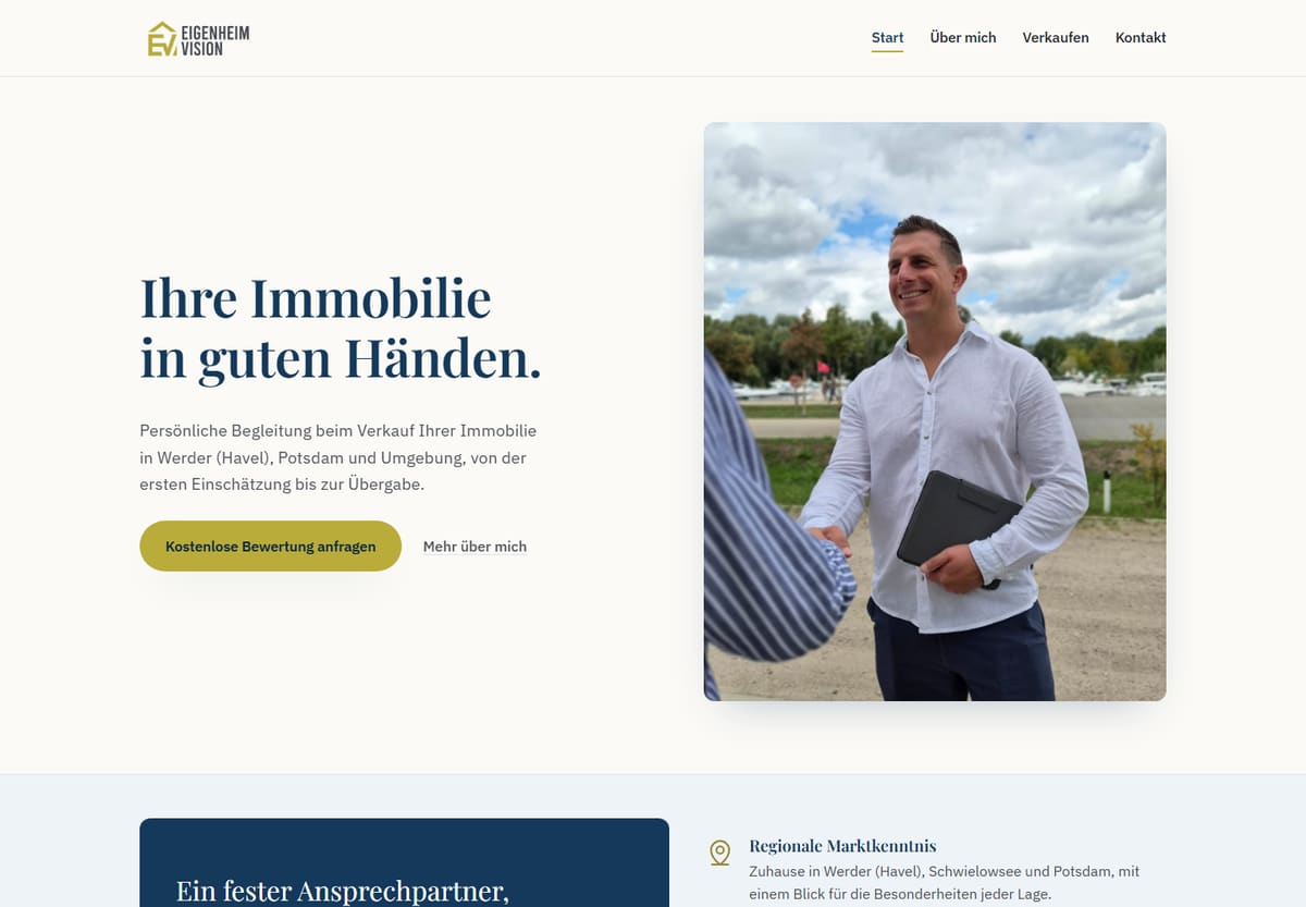Startseite von Eigenheim Vision – Website von Jonas Mehmood