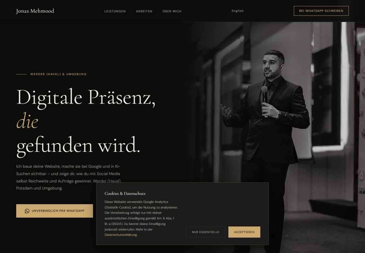 Startseite von jonasmehmood.de – diese Website